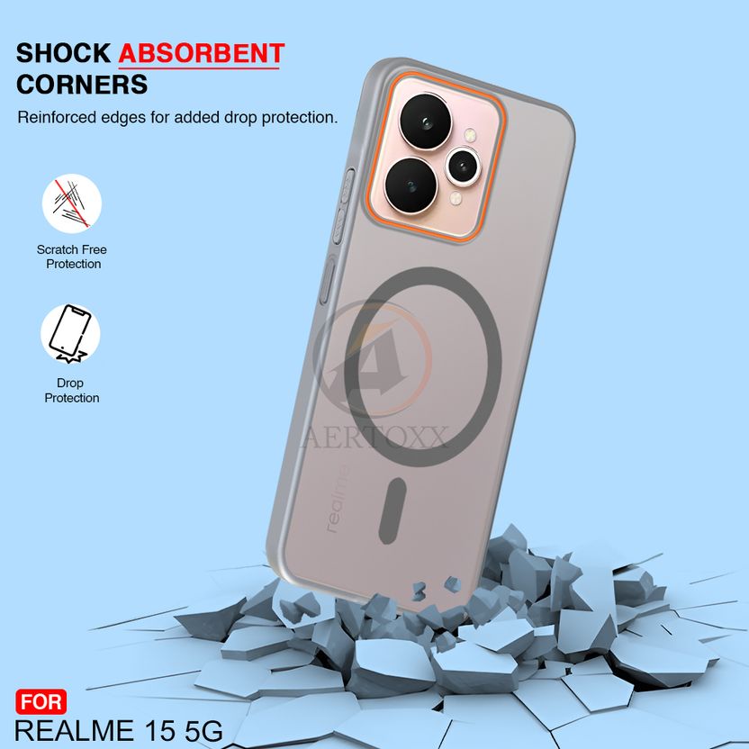 AERTOXX Back Cover for Realme 15 5G, Grey, Polycarbonate - Image 3