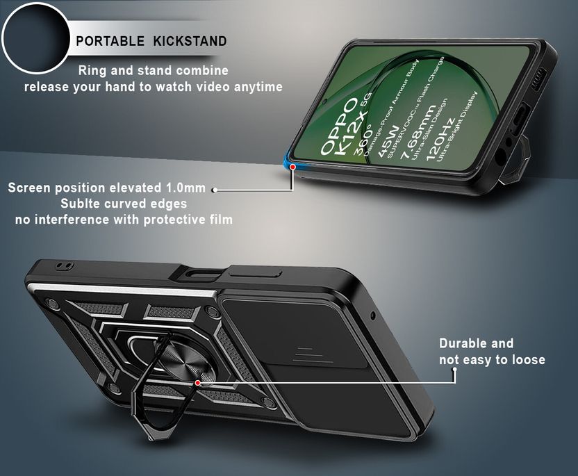 GLOBAL NOMAD Back Cover for OPPO K12x 5G Black - Image 4