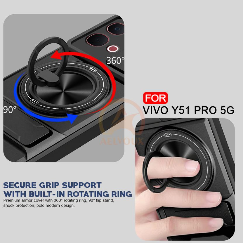 AelVouX Back Cover for Vivo Y51 Pro 5G Black - Image 4