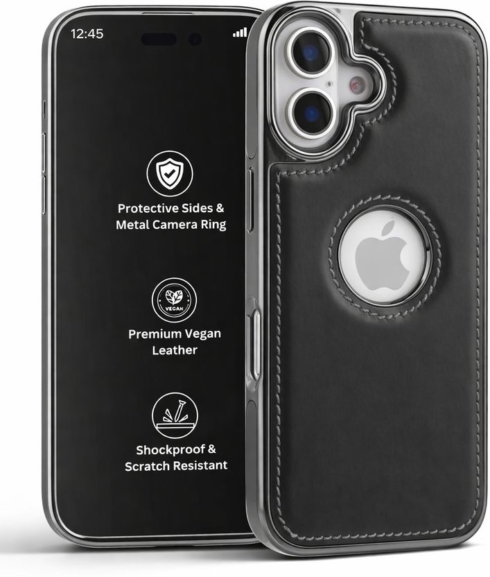 DCreate iPhone 16 Back Cover, Grey, Matte, Leather - Image 6