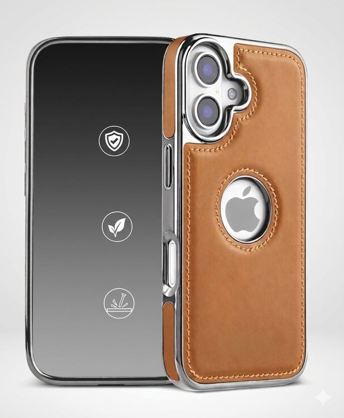 DCreate iPhone 16 Back Cover, Grey, Matte, Leather - Image 7