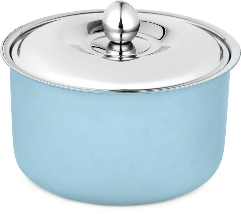 FnS Alwin Sky Blue Stainless Steel Double Wall Insulated Casserole with Lid Serve Casserole