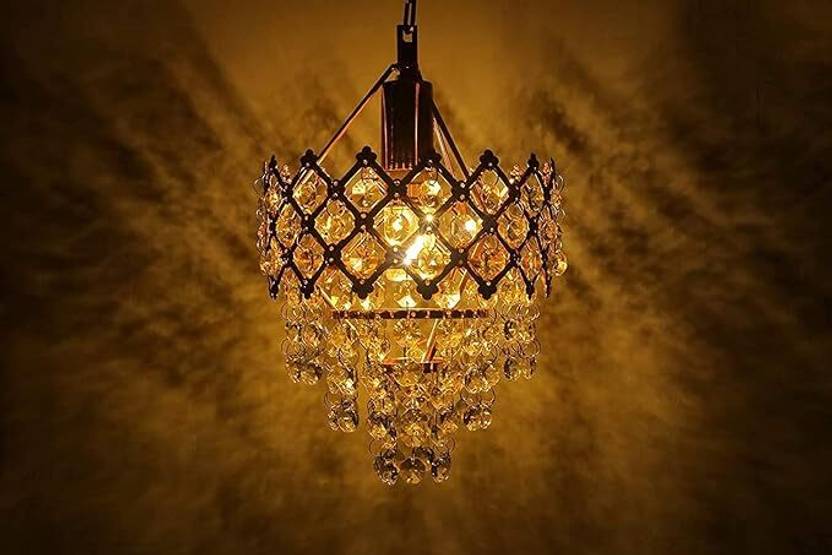 Baslash Glass Decorative Metal Crystal Pendant Ceiling Lamp Chandelier for Living Room Chandelier Ceiling Lamp