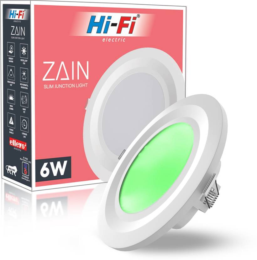 ELLEYS Zain 6 Watt Ceiling Light| Cut Out-75 mm|( Green ) Ceiling Light Pack of 1 Ceiling Light Ceiling Lamp