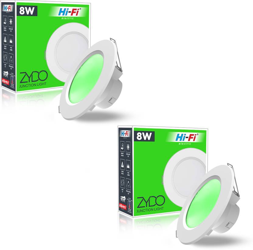 ELLEYS ZYDO 8 Watt Ceiling Light| Cut Out-75 mm|( Green ) Ceiling Light Pack of 2 Surface Ceiling Light Ceiling Lamp