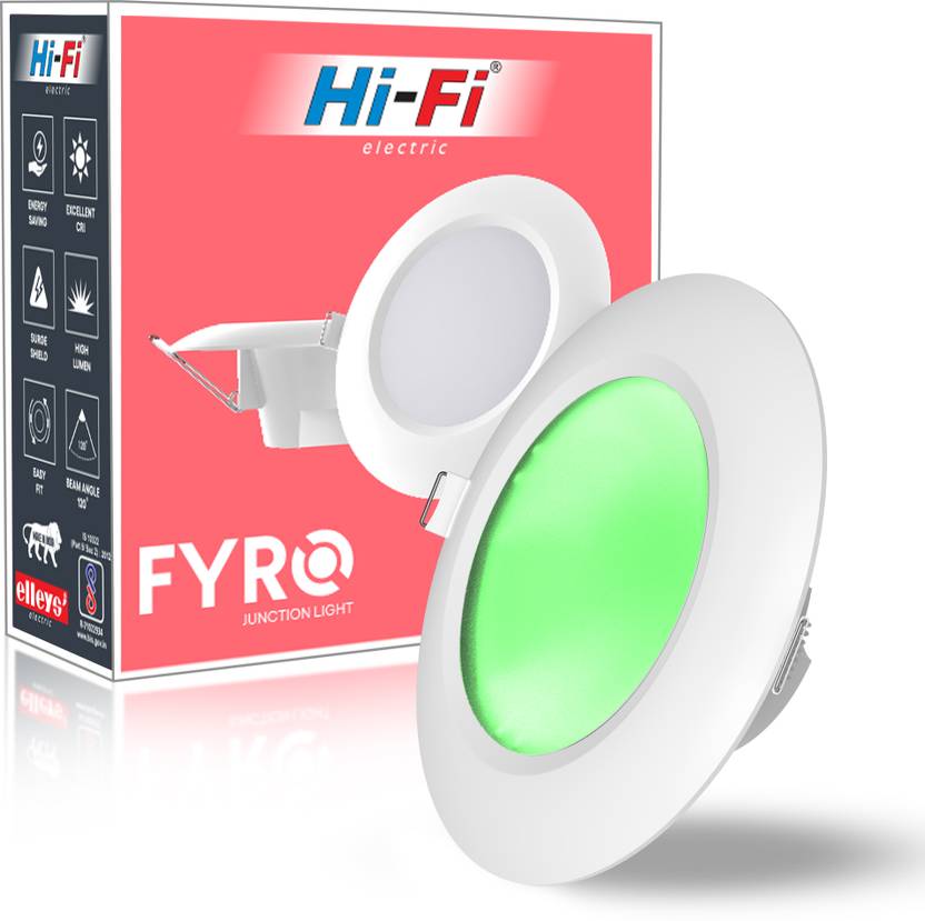 ELLEYS FYRO 7 Watt Ceiling Light| Cut Out-75 mm|( Green ) Ceiling Light Pack of 1 Surface Ceiling Light Ceiling Lamp