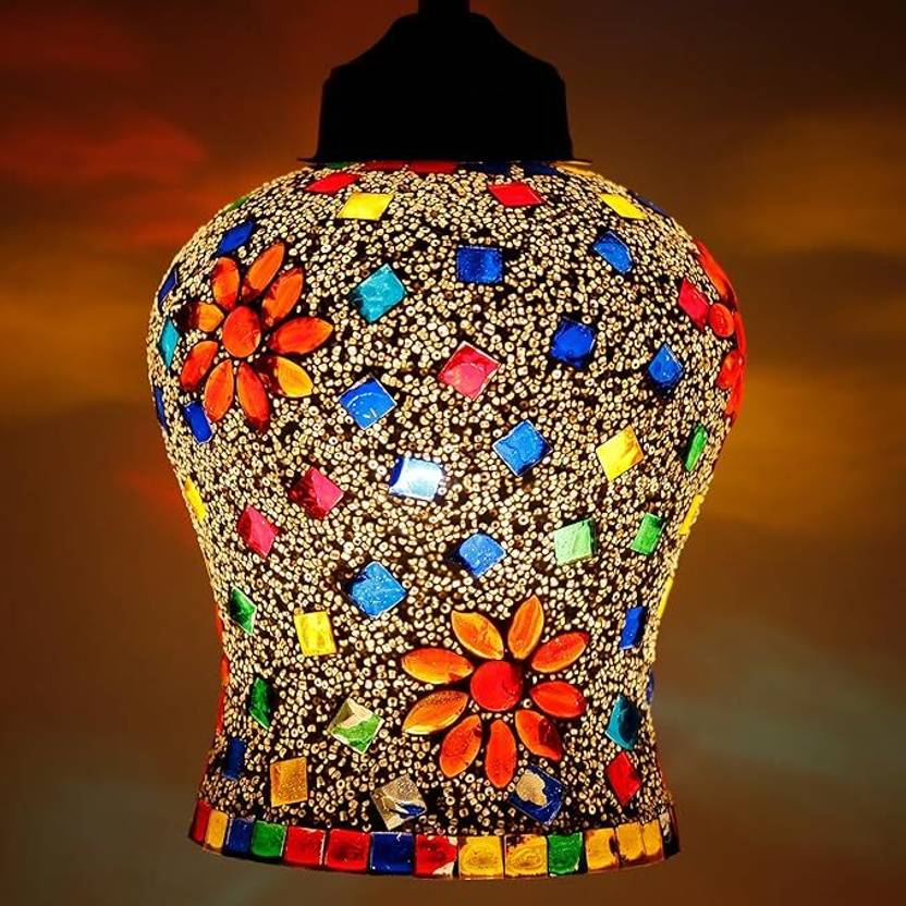 Baslash Handcrafted mosaic decorated glass hanging light Pendants Ceiling Lamp Chandelier Ceiling Lamp