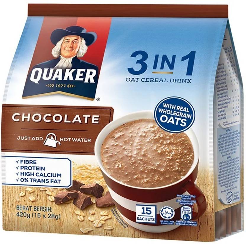 Quaker Oats Cereal Drink 3in1 Chocolate Flavour Sachet Price in India
