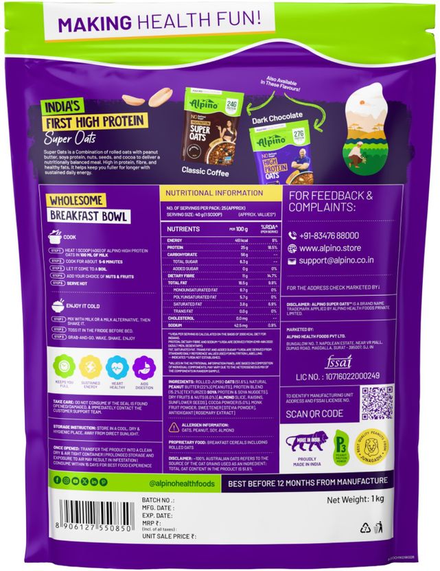 ALPINO High Protein Super Oats Chocolate 25% Protein 25g - Image 2