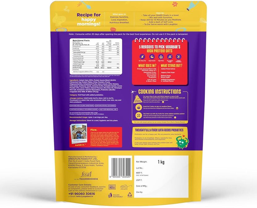 Yogabar 26g High Protein Oats Dark Chocolate 1.25kg - Image 8