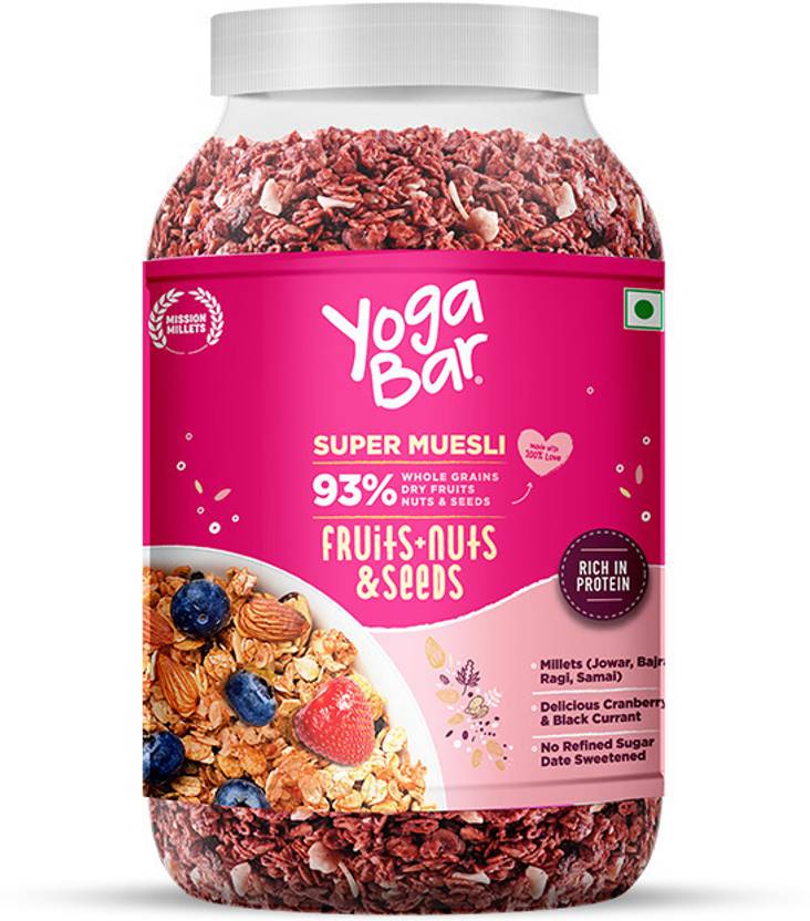 Yogabar Fruit and Nut Muesli Muesli with 29 Fruits, and Seeds Jar