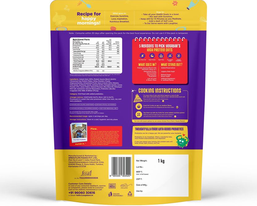 Yogabar High Protein Oats Dark Chocolate 26g - Image 2