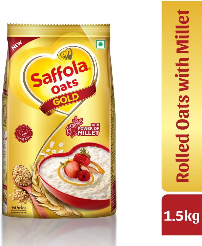 Saffola Oats Gold, Rolled Oats with Millet, Creamy Oats Pouch Price in