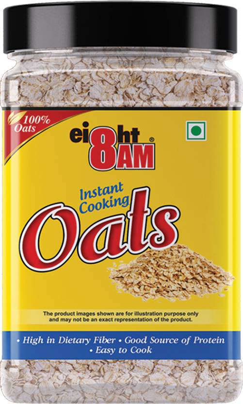 8AM Instant Plain Oats Healthy, Tasty & Nutritious Snack Jar