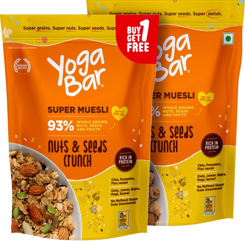 Yogabar Nuts and Seeds Muesli Muesli with 93 Wholegrains, Nuts