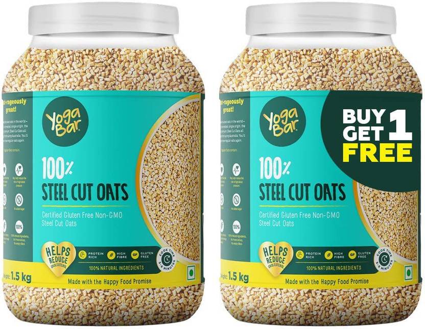 Yogabar Steel Cut Oats 1.5kg Pack of 2 Plastic Bottle Price in India