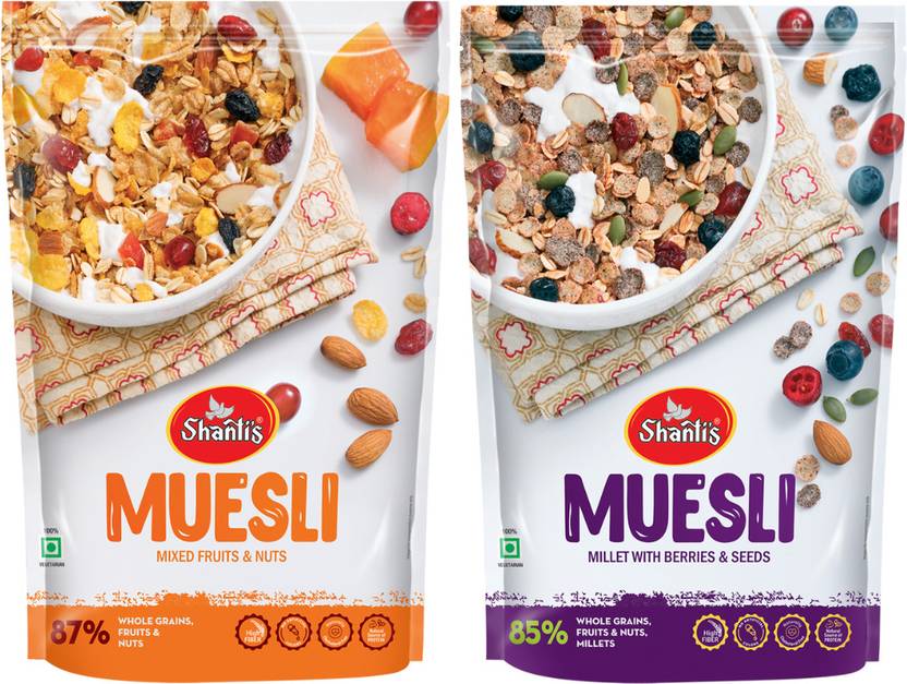 shanti's Mixed FruitNut & Berries Muesli LowCalorie Breakfast Cereal