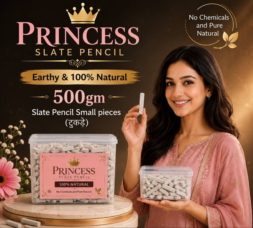 Princess Slate slate 500g Natural Slate Pencils Small Pieces (Tukda) Girls Favourite Full Earthy Soft Premium Quality Pencil Chips, Bars Sticks Stcik