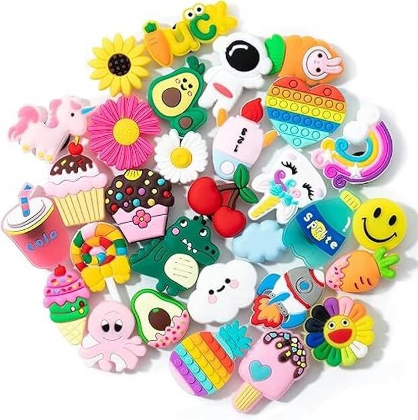 AKIKOAOKI 30 Pcs Cute Shoe Charms Clog Slipper Charms Rubber Charm Set