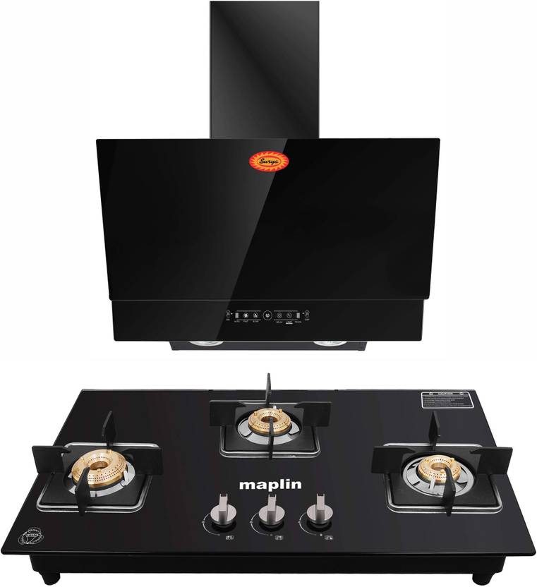 SURYA Combo of Kitchen Chimney Mango60 + 3 Burner Gas Cooktop GH03