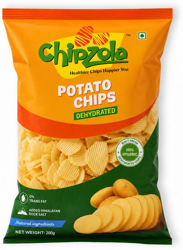 Chipzola Dehydrated Potato Chips - Ridged, Himalayan Rock Salt Chips