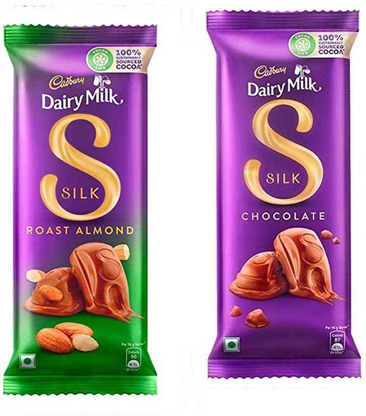 Cadbury Silk Roast Almond Chocolate & Dairy Milk Silk Chocolate Bar