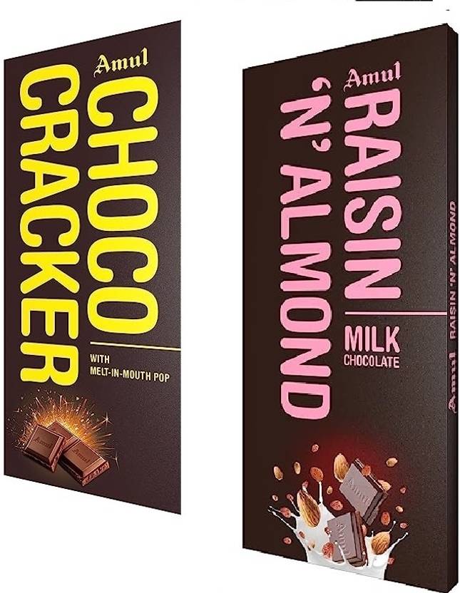 Amul Choco Cracker Chocolate, & Raisin Almond Milk Chocolate Bars Price