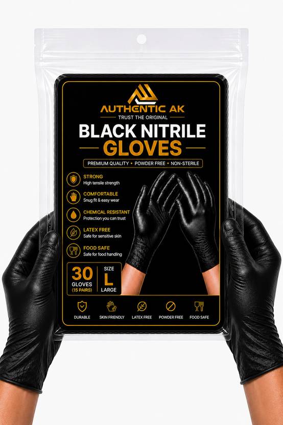 AUTHENTIC AK Black Disposable Hand Gloves for Kitchen Cooking Food Preparation Cleaning Wet and Dry Disposable Glove Set