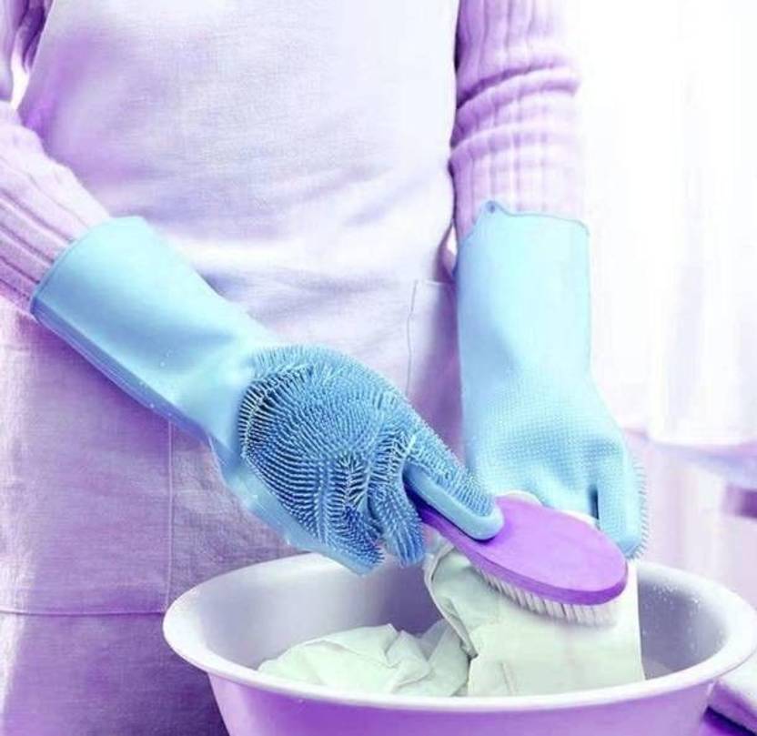 ULTRACHOICE Kitchen Gloves- utensils washing gloves (Multicolour, 1 Pair) Wet and Dry Glove