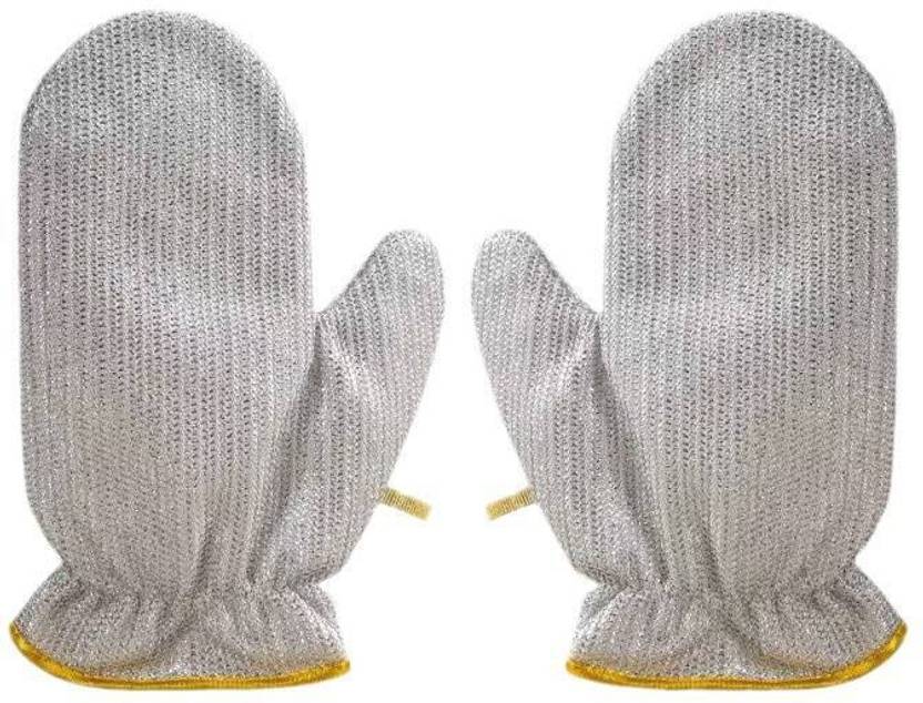 ANVIKA Non-Scratch Wire Dishcloth,Clean Gloves, Waterproof Anti-Hot & Oil-Resistant Wet and Dry Glove