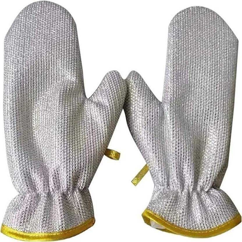ASHGUJ Pack of 2 Reusable Wire Dishwashing Hand Gloves,Waterproof &Skin-Friendly x2.142 Dishwash Bar