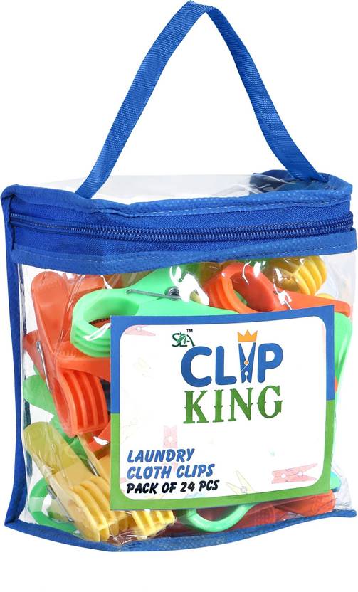 CLIP KING ADI JUNIOR Wardrobe Plastic Clothes Clips Clothes Pins with PVC Pouch Plastic Cloth Clips