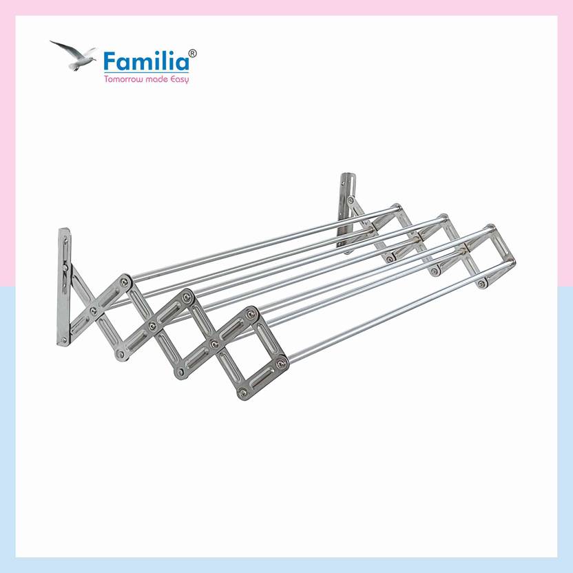 Familia Steel Wall Cloth Dryer Stand HeavyDuty StainlessSteel Wall Mount Foldable Cloth Drying