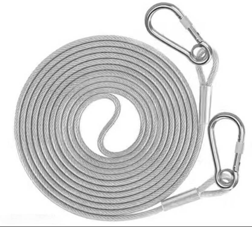 Athena inc 5 Meter Clothes Drying Rope with Heavy-Duty Hooks for Indoor and Outdoor Use Stainless Steel, Carbon Steel Clothesline