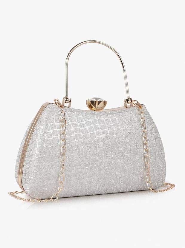 Misha Formal, Party, Casual Silver  Clutch
