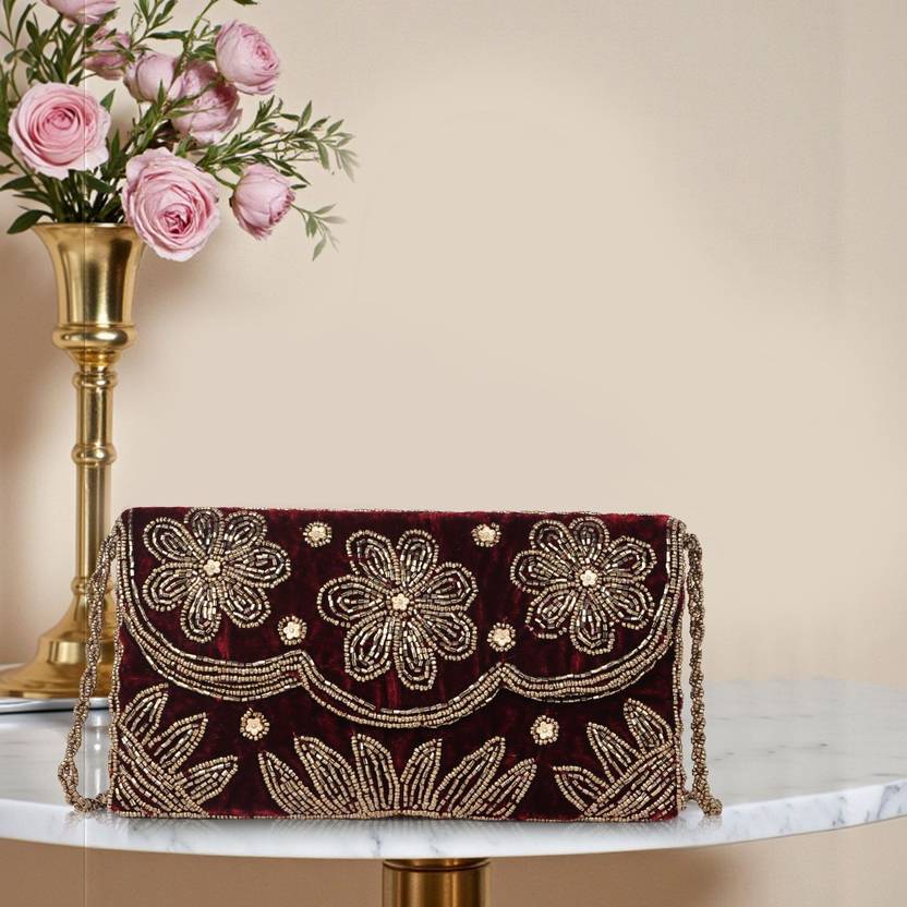 ROLEXO Casual, Formal, Party, Sports Maroon Clutch