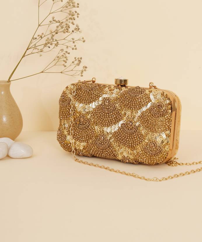 Fabbhue Party Gold  Clutch
