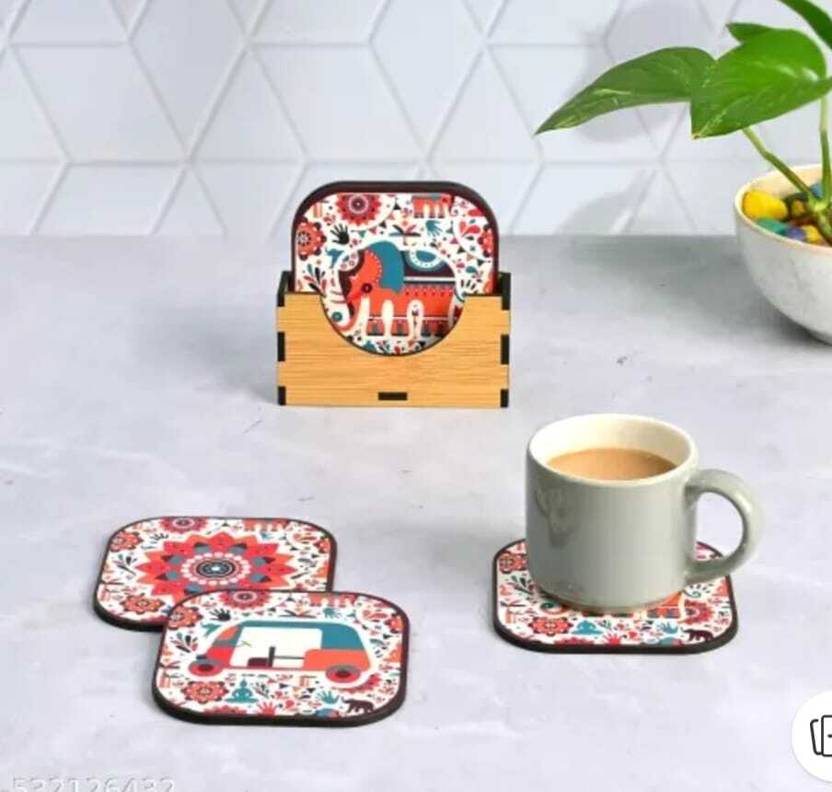 ASRCRAFTS Square Reversible Wood Coaster