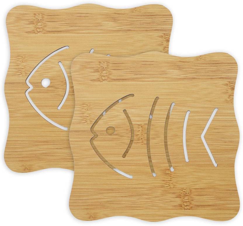 HOKiPO Square Bamboo Coaster Set