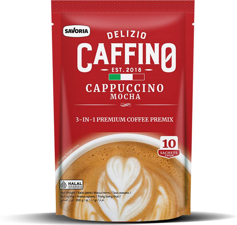 CAFFINo Cappuccino Mocha Coffee with Real Milk & Real Coffee 200g Pack (Imported) Instant Coffee