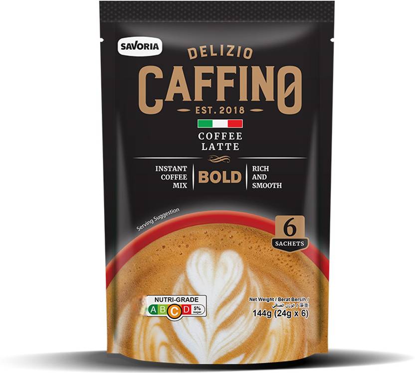 CAFFINo Bold Premium Premix Coffee Latte Strong & Less Sugar 144g Pack (Imported) Instant Coffee