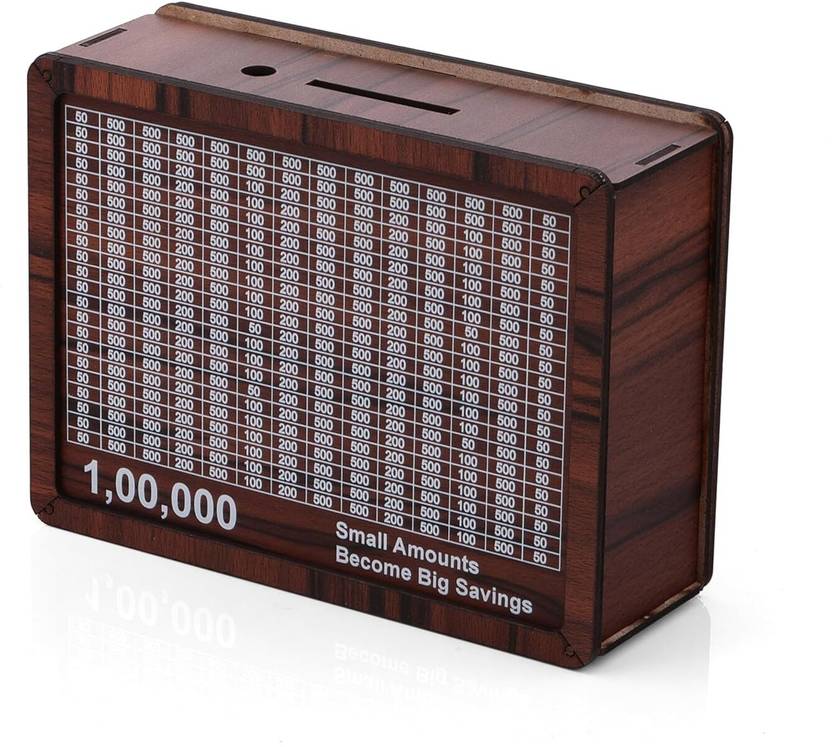 BAGRA Wooden Piggy Bank Money Saving Box for Kids & Adults₹100000 Saving Cash Box Coin Bank