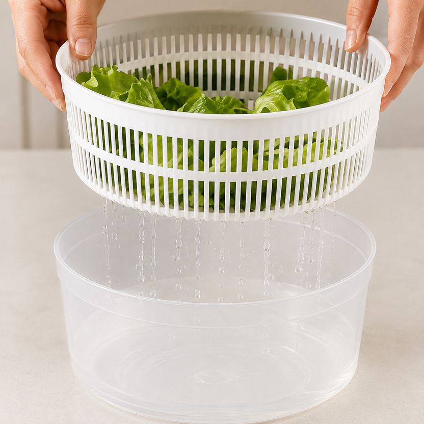 ivyroll Salad Spinner Vegetable and Fruit Dryer Sieve, White - Image 4