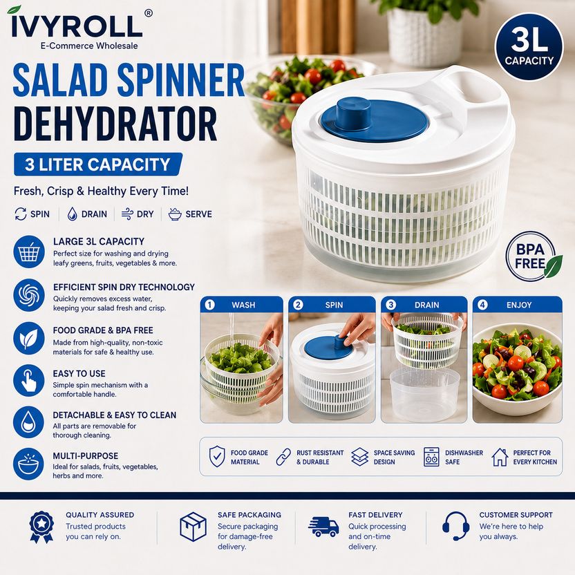 ivyroll Salad Spinner Vegetable and Fruit Dryer Sieve, White - Image 1