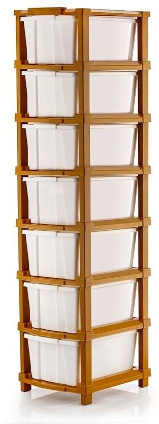 ASHLAS 7 Plastic Modular Drawer System for Home, Office Free Standing Chest of Drawers PP Collapsible Wardrobe