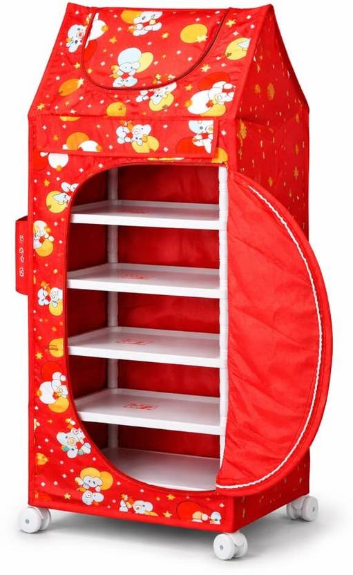 Babyjoys Babyjoys Baby Wardrobe Organizer with 5 Shelves, Foldable Plastic Baby Almirah PVC Collapsible Wardrobe
