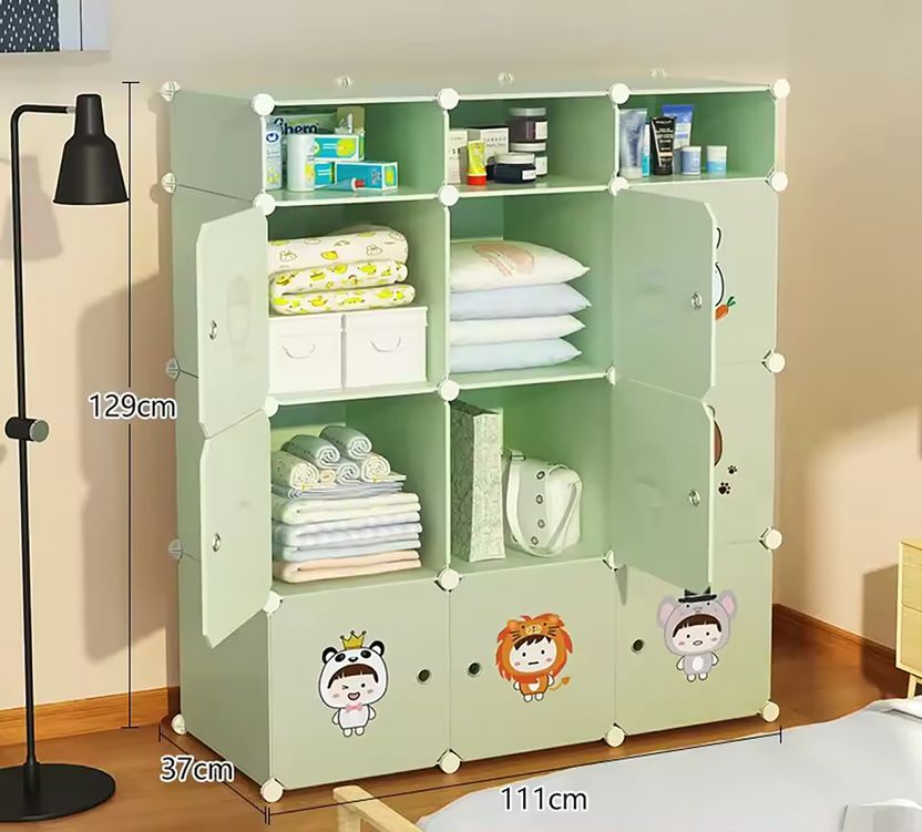 Sasimo 9-Door 12-Shelf Plastic Kids Collapsible Cupboard - Image 2