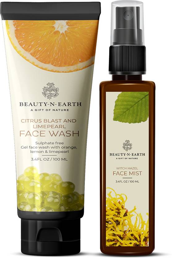 BEAUTYNEARTH Combo Pack of Limepearl Face Wash + Witch Hazel Face Mist
