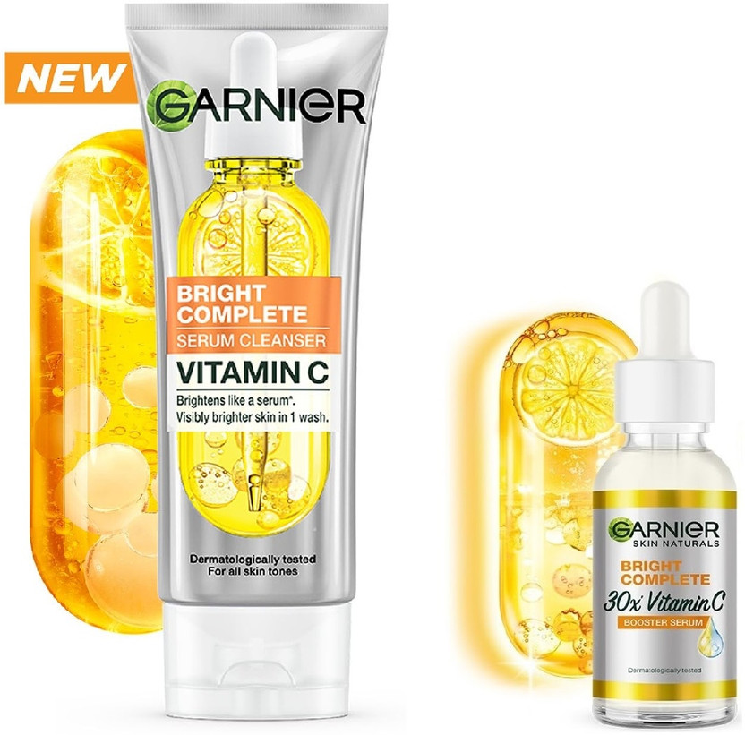 Garnier Men Bright Complete Vitamin C Cleanser Serum Face