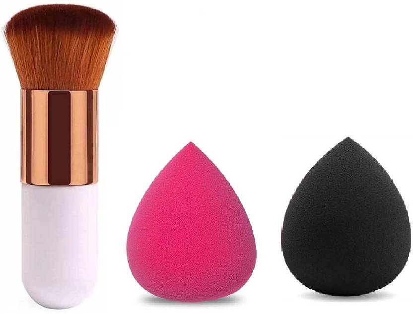 lanellie Makeup Brush with Pink and Black Beauty Blenders for Foundation